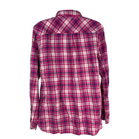 Talbots Womens Pink Plaid Button Down Long Sleeve Shirt Large Lightweight - Picture 2 of 4